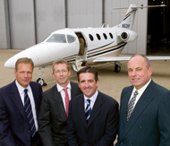 Pictured above (l to r) are: Don Dwyer, Raytheon's vp of worldwide Beechcraft sales; Club328 finance director Tony Shakesby; Sean McGeough, Raytheon's vp of sales for Europe, Middle East and Africa; and Club328 ceo Mike Farge.